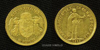 Ungarn 10 Korona Mzz. KB, Franz Joseph I. 1848-1916, steh. Herrscher, 3,38 g/900 Gold, S134, vz -