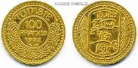 Tunesien 100 Francs (AH1351), Ahmed Pasha Bey 1929-1942, französisches Protektorat, 6,55 g /900 Gold, seltener Jahrgang - nur 3.000 Ex., KM257, S694 -