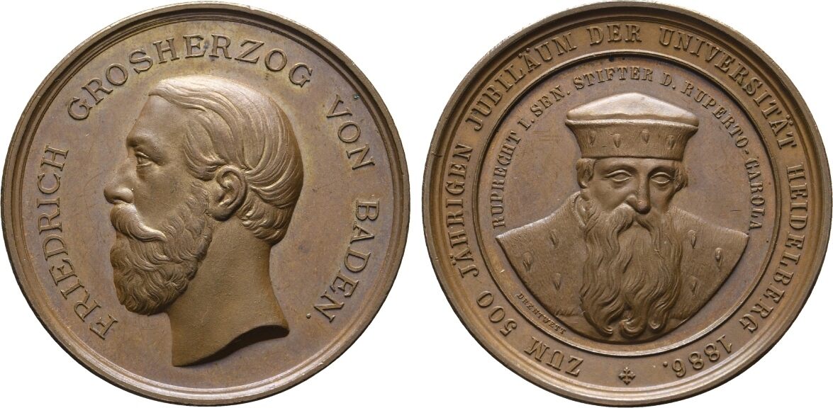 Baden Durlach Tragbare Bronzemedaille 1886 Von Drentwett Friedrich I