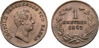 Cu Kreuzer 1842 Baden-Durlach Leopold 1830-1852 Fast vorzüglich