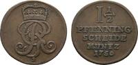 Braunschweig-Calenberg-Hannover Cu 1 1/2 Pfennig Georg II. 1727-1760 -