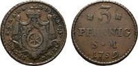Mainz, Erzbistum Cu 3 Pfennig Johann Friedrich Karl Graf von Ostein 1743-1763 -