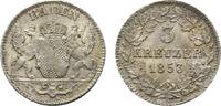 3 Kreuzer 1853 Baden-Durlach Friedrich I. 1852-1907 Leicht justiert, vorzüglich