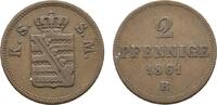 Sachsen-Albertinische Linie Cu 2 Pfennig Johann 1854-1873 -