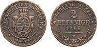 Sachsen-Albertinische Linie Cu 2 Pfennig Johann 1854-1873 -