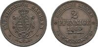 Sachsen-Albertinische Linie Cu 2 Pfennig Johann 1854-1873 -