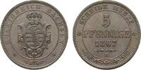 Sachsen-Albertinische Linie Cu 5 Pfennig Johann 1854-1873 -