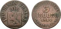 Hessen-Kassel Cu 3 Heller Wilhelm II. und Friedrich Wilhelm 1831-1847 -