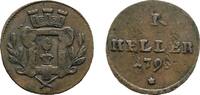 Augsburg, Stadt Cu Heller 1798 Kl. Schrötlingsfehler, VF