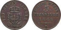 Brandenburg-Preußen Cu 3 Pfennig 1848 D Friedrich Wilhelm IV. 1840-1861 VF