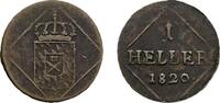 Bayern Cu Heller 1820 Maximilian I. Joseph 1806-1825 VF