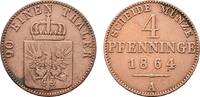Brandenburg-Preußen Cu 4 Pfennig 1864 A Wilhelm I. 1861-1888 VF-
