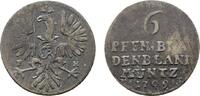 Brandenburg-Preußen 6 Pfennig 1709 HFH Magdeburg Friedrich I. 1701-1713 Kl. Prägeschwäche, kl. Schrötlingsfehler, VF