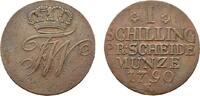Brandenburg-Preußen Cu Schilling 1790 E, Königsberg Friedrich Wilhelm II. 1786-1797 Kl. Schrötlingsfehler, VF