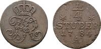 Brandenburg-Preußen Cu 1/4 Stüber 1784 A, Berlin Friedrich II. 1740-1786 Schrötlingsfehler, VF
