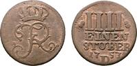 Brandenburg-Preußen Cu 1/4 Stüber 1753 D, Aurich Friedrich II. 1740-1786 VF-