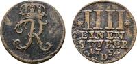 Brandenburg-Preußen Cu 1/4 Stüber 1754 D, Aurich Friedrich II. 1740-1786 Etwas korrodiert, VF