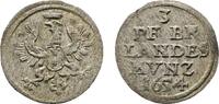 Brandenburg-Preußen 3 Pfennig 1654 Berlin Friedrich Wilhelm 1640-1688 Selten. Etwas rauher Schrötling, VF