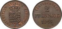 Sachsen-Meiningen Cu 2 Pfennig 1863 Bernhard Erich Freund 1803-1866 Fast... 51.96 US$  +  57.74 US$ shipping
