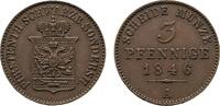 Schwarzburg-Sondershausen Cu 3 Pfennig 1846 A G&uuml;nther Friedrich Karl II.... 51.96 US$  +  57.74 US$ shipping