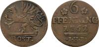 Mecklenburg-Rostock, Stadt Cu 6 Pfennig 1761 IHB Sehr sch&ouml;n 40.41 US$  +  57.74 US$ shipping
