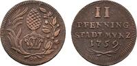Augsburg, Stadt Cu 2 Pfennig 1759 Etwas rauher Schrötling, VF