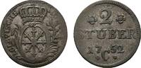 Brandenburg-Preußen 2 Stüber 1752 C, Kleve Friedrich II. 1740-1786 Winz. Prägeschwäche am Rand, VF