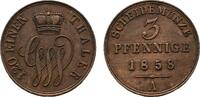 Schaumburg-Lippe Cu 3 Pfennig 1858 A Georg Wilhelm 1807-1860 Sehr sch&ouml;n + 17.32 US$  +  57.74 US$ shipping