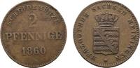Sachsen-Meiningen Cu 2 Pfennig 1860 Bernhard Erich Freund 1803-1866 Sehr... 5.77 US$  +  57.74 US$ shipping