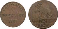 Sachsen-Meiningen Cu 2 Pfennig 1867 Georg II. 1866-1914 Sehr sch&ouml;n 5.77 US$  +  57.74 US$ shipping