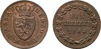 Nassau Cu Kreuzer 1844 Adolph 1839-1866 Vorz&uuml;glich + 40.41 US$  +  57.74 US$ shipping