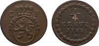 Pfalz, Kurlinie Cu 1/4 Kreuzer 1775 Mannheim Karl Theodor 1743-1799 Sehr... 23.09 US$  +  57.74 US$ shipping