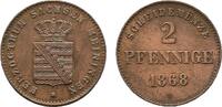Sachsen-Meiningen Cu 2 Pfennig 1868 Georg II. 1866-1914 Sehr sch&ouml;n 5.77 US$  +  57.74 US$ shipping