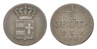 Oldenburg Cu 1/2 Grote Paul Friedrich August 1829-1853 -