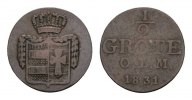 Oldenburg Cu 1/2 Grote Paul Friedrich August 1829-1853 -
