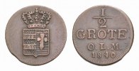 Oldenburg Cu 1/2 Grote Paul Friedrich August 1829-1853 -
