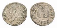 2 Kreuzer 1745 O Mannheim Pfalz, Kurlinie Karl Theodor 1743-1799 Sehr schön