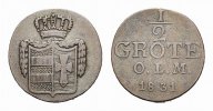 Oldenburg Cu 1/2 Grote Paul Friedrich August 1829-1853 -