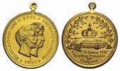 Brandenburg-Preußen Tragbare vergoldete Bronzemedaille Wilhelm II. 1888-1918 -