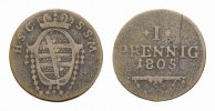 Sachsen-Coburg-Saalfeld Cu Pfennig Franz Friedrich Anton 1800-1806 -