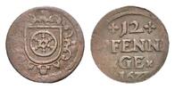 Erfurt, Stadt Kipper Cu 12 Pfennig -