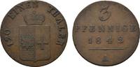 Waldeck Cu 3 Pfennig Georg Heinrich 1813-1845 -