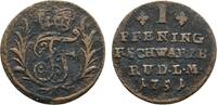 Schwarzburg-Rudolstadt Cu Pfennig Johann Friedrich 1744-1767 -
