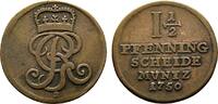 Braunschweig-Calenberg-Hannover Cu 1 1/2 Pfennig Georg II. 1727-1760 -