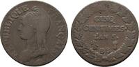 Frankreich Cu 5 Centimes Erste Republik -