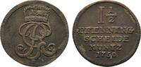 Braunschweig-Calenberg-Hannover Cu 1 1/2 Pfennig Georg II. 1727-1760 -