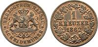 Cu Kreuzer 1862 Nassau Adolph 1839-1866 Vorzüglich +