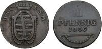 Cu 3 Pfennig 1806 Sachsen-Coburg-Saalfeld Ernst 1806-1826 Winz. Randfehler, sehr schön