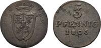 3 Pfennig 1806 Sachsen-Coburg-Saalfeld Franz Friedrich Anton 1800-1806 Kl. Schrötlingsfehler, sehr schön