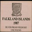 FALKLAND ISLANDS , KM P1 , Silver, 1 Pound, 1987, Proof, Desire The Right. Silver Piefort. Double Thickness. Nice coin in excell